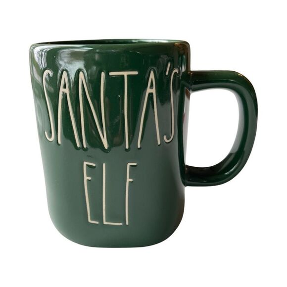 Rae Dunn Christmas SANTA'S ELF Mug with Figural Topper Lid Green Ceramic NIP - Picture 4 of 13